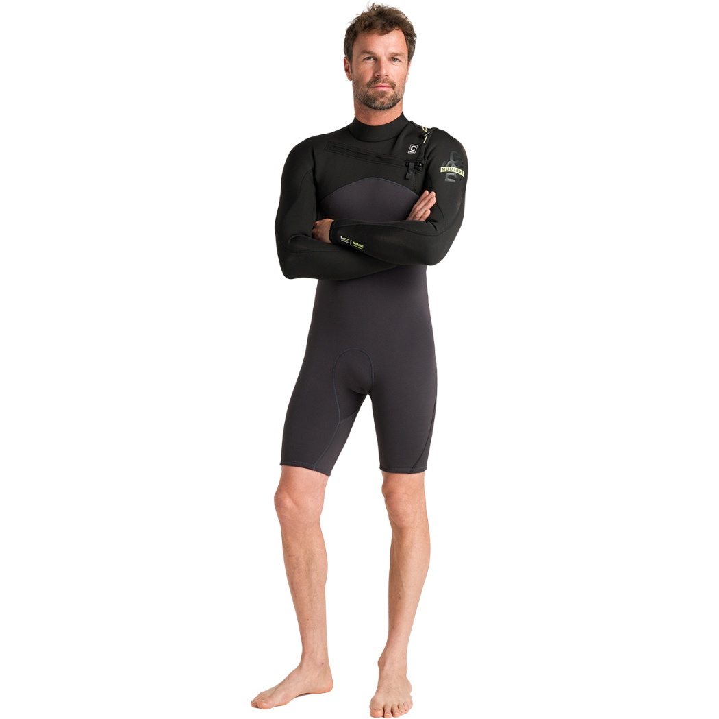 2026 C-Skins Masculino NuWave Session Lite 2/ 2mm Manga Comprida Chest Zip Fato De Mergulho De Primavera C-NSEL22SPM - Meteor / Black